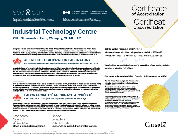 ISO 17025 CLAS Certificate