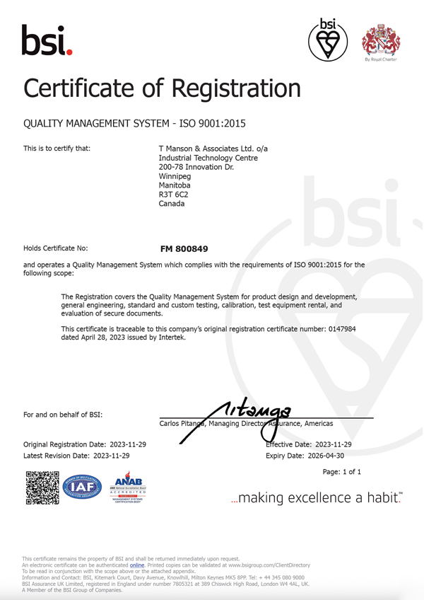 ISO 9001 Certificate